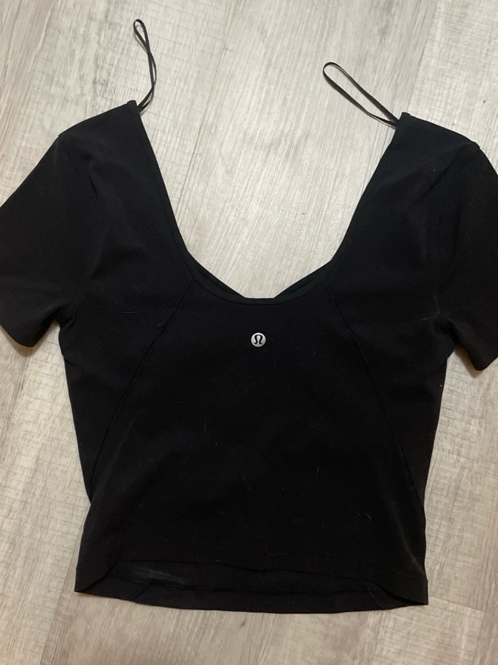 lululemon athletica Black Scoop-Neck Crop Top with Logo